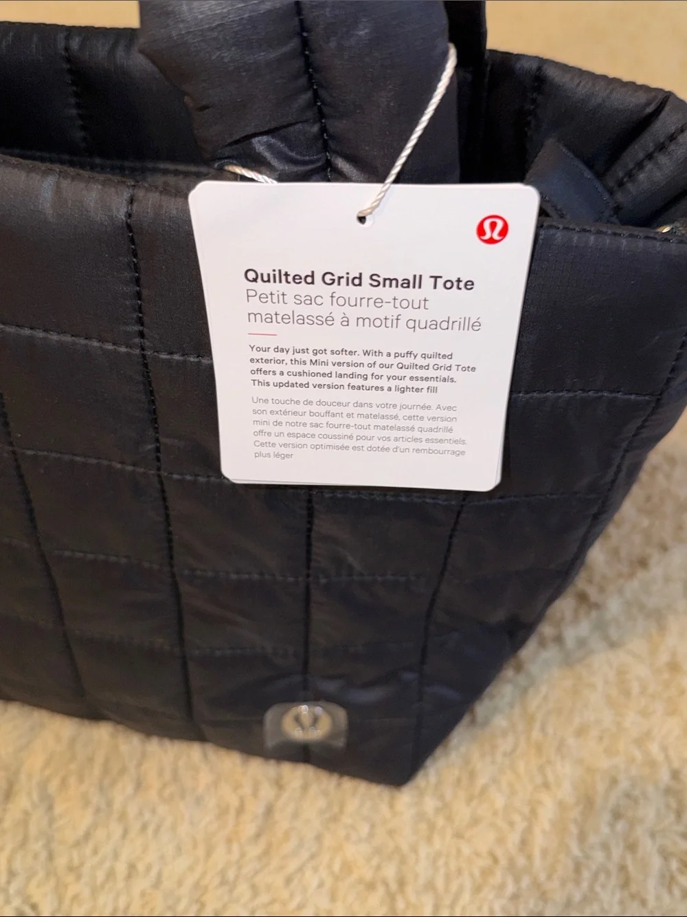 lululemon athletica Quilted Black Puffer Tote